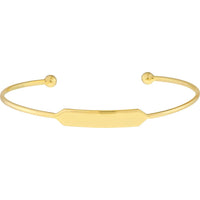 Olas d'Oro - 14K Yellow Gold Engravable ID Cuff Bangle with Beaded Ends - 3.27 Grams Total Weight