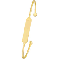 Olas d'Oro - 14K Yellow Gold Engravable ID Cuff Bangle with Beaded Ends - 3.27 Grams Total Weight