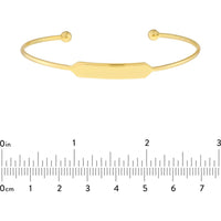 Olas d'Oro - 14K Yellow Gold Engravable ID Cuff Bangle with Beaded Ends - 3.27 Grams Total Weight