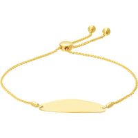 Olas d'Oro - 14K Yellow Gold Engravable Initial ID Bar Bolo Bracelet for Women