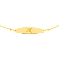 Olas d'Oro - 14K Yellow Gold Engravable Initial ID Bar Bolo Bracelet for Women