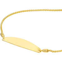 Olas d'Oro - 14K Yellow Gold Engravable Initial ID Bar Bolo Bracelet for Women