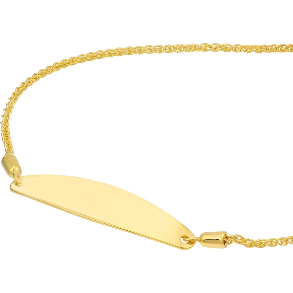Olas d'Oro - 14K Yellow Gold Engravable Initial ID Bar Bolo Bracelet for Women