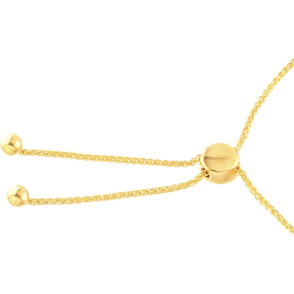 Olas d'Oro - 14K Yellow Gold Engravable Initial ID Bar Bolo Bracelet for Women
