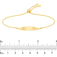 Olas d'Oro - 14K Yellow Gold Engravable Initial ID Bar Bolo Bracelet for Women