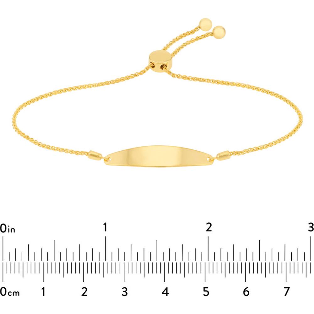 Olas d'Oro - 14K Yellow Gold Engravable Initial ID Bar Bolo Bracelet for Women
