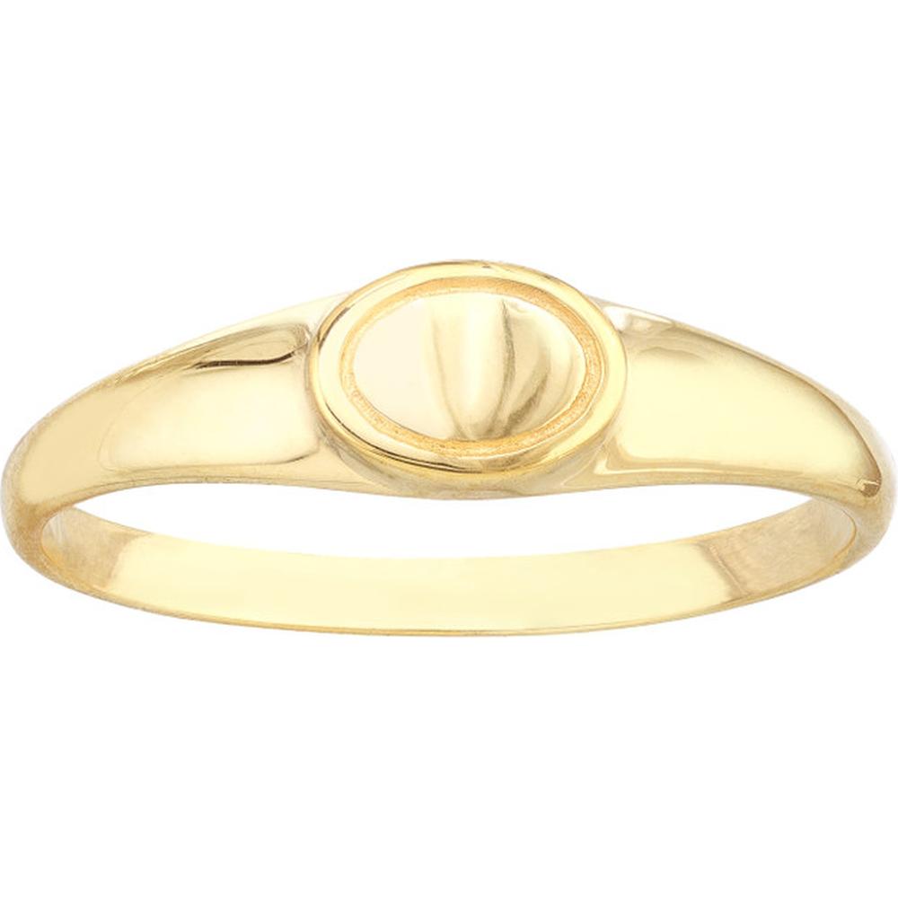 Olas d'Oro - 14K Yellow Gold Engravable Mini Oval Signet Ring - Size 6