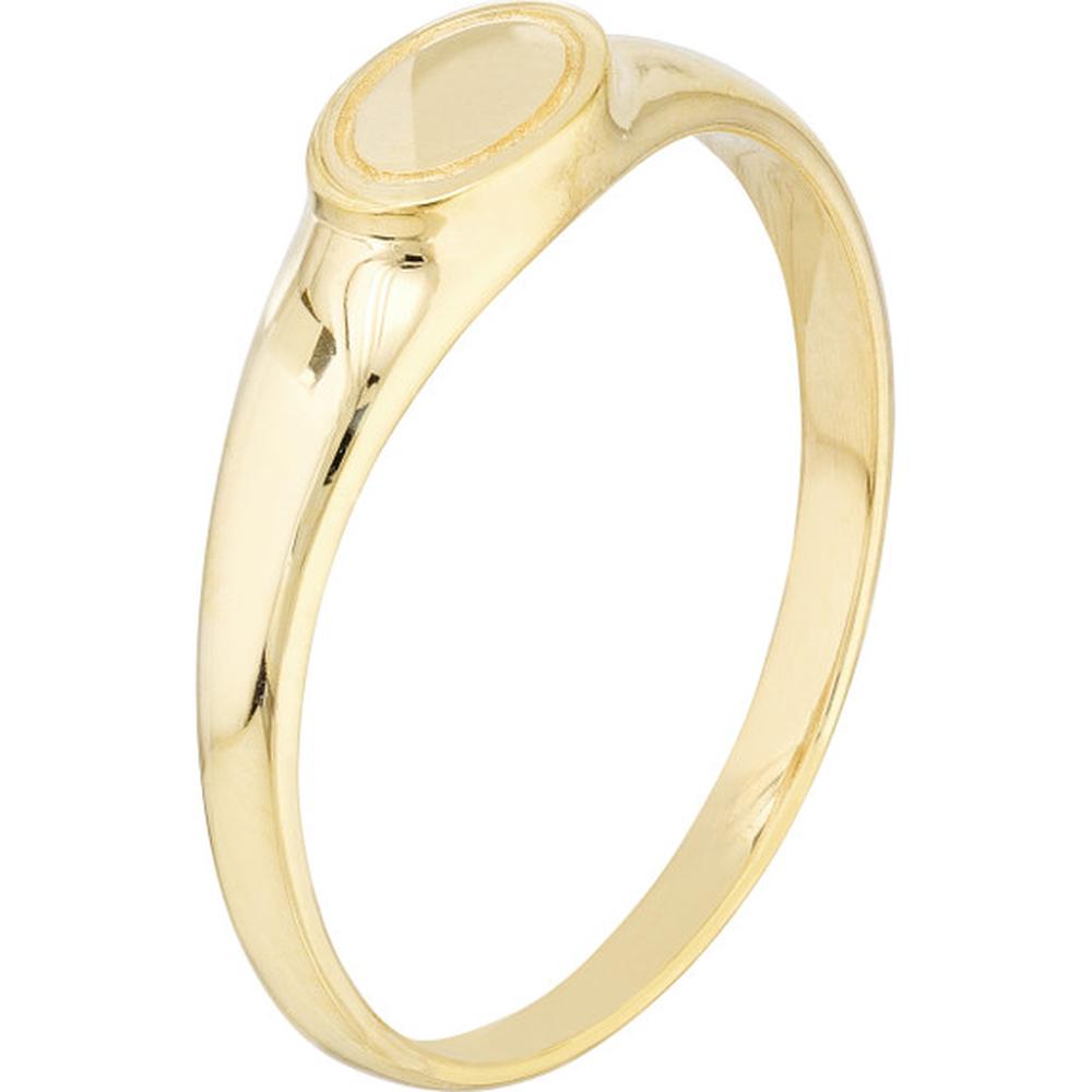 Olas d'Oro - 14K Yellow Gold Engravable Mini Oval Signet Ring - Size 7