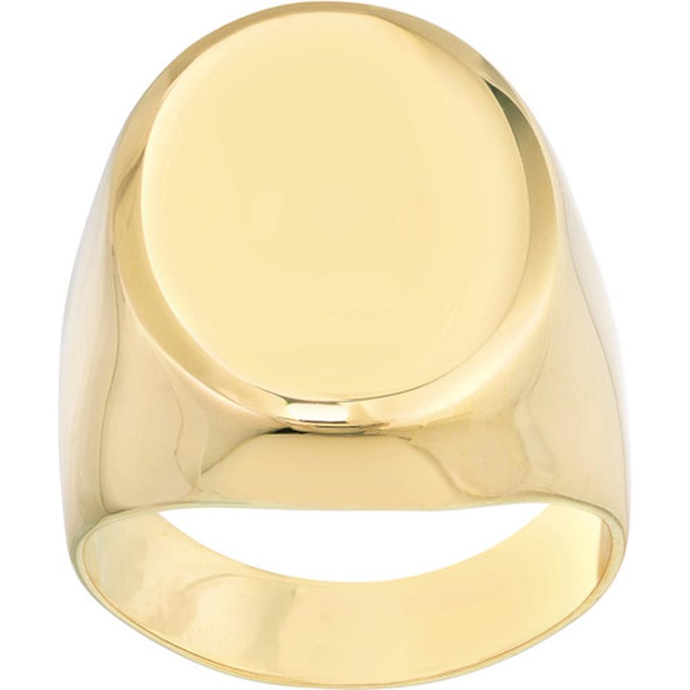 Olas d'Oro - 14K Yellow Gold Engravable Oval Signet Ring - Size 9