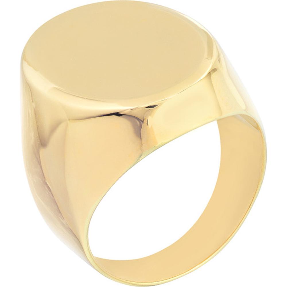 Olas d'Oro - 14K Yellow Gold Engravable Oval Signet Ring - Size 9