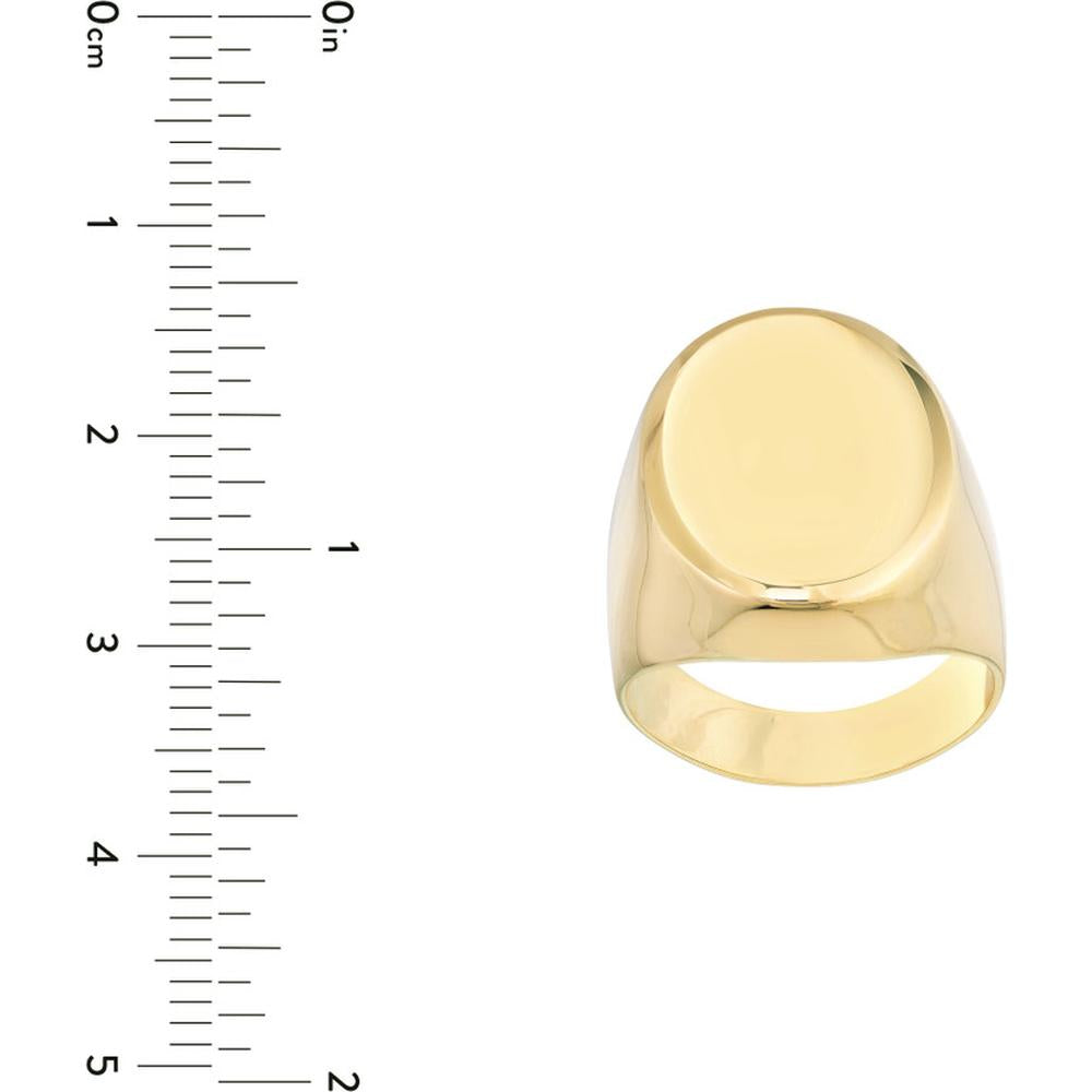 Olas d'Oro - 14K Yellow Gold Engravable Oval Signet Ring - Size 9