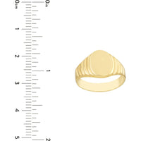Olas d'Oro - 14K Yellow Gold Engravable Oval Textured Signet Ring - Size 6