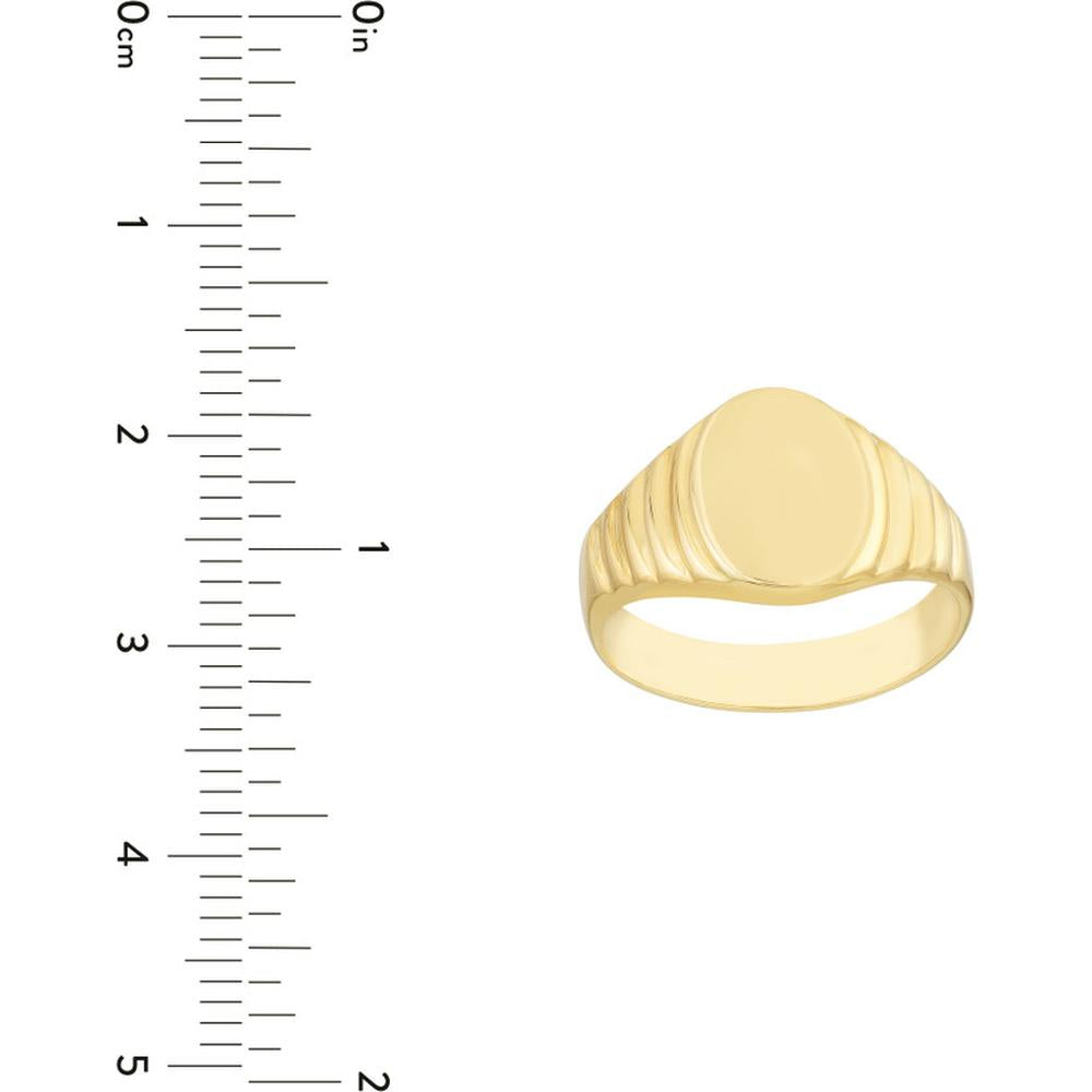 Olas d'Oro - 14K Yellow Gold Engravable Oval Textured Signet Ring - Size 6