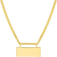 Olas d'Oro - 14K Yellow Gold Engravable Plate on Open Curb Chain Necklace - 3.88 Grams