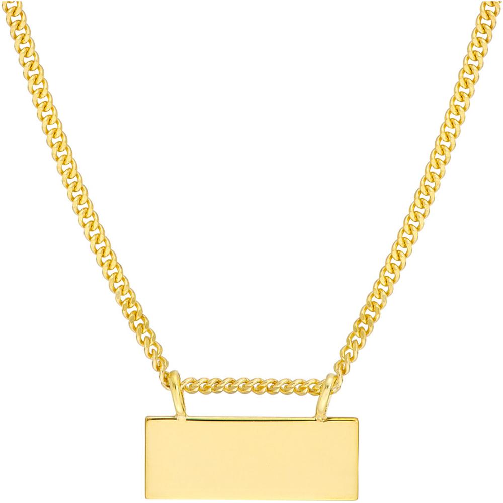 Olas d'Oro - 14K Yellow Gold Engravable Plate on Open Curb Chain Necklace - 3.88 Grams