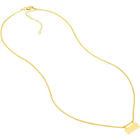 Olas d'Oro - 14K Yellow Gold Engravable Plate on Open Curb Chain Necklace - 3.88 Grams