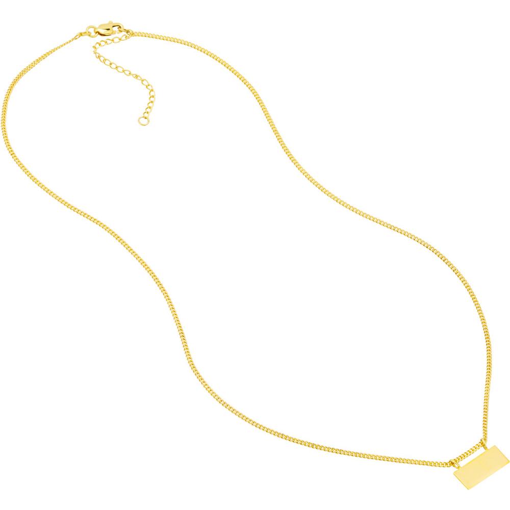 Olas d'Oro - 14K Yellow Gold Engravable Plate on Open Curb Chain Necklace - 3.88 Grams