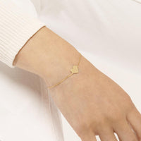 Olas d'Oro - 14K Yellow Gold Engravable Simple Heart Bracelet - 9mm Heart Pendant