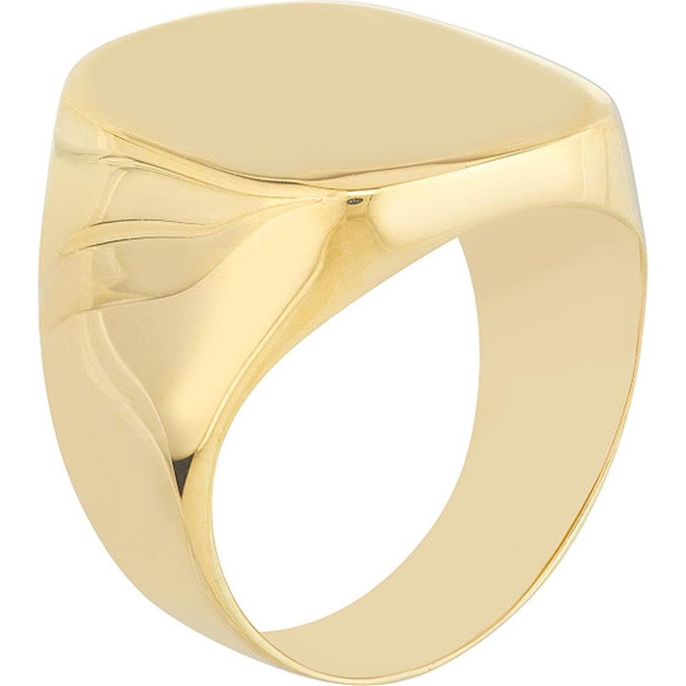 Olas d'Oro - 14K Yellow Gold Engravable Soft Rectangle Signet Ring - Size 8