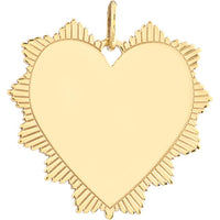 Olas d'Oro - 14K Yellow Gold Engravable Spike Heart Pendant - 18.5 x 20mm