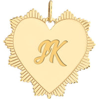 Olas d'Oro - 14K Yellow Gold Engravable Spike Heart Pendant - 18.5 x 20mm