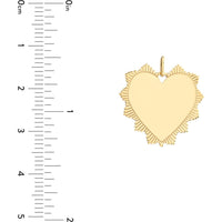 Olas d'Oro - 14K Yellow Gold Engravable Spike Heart Pendant - 18.5 x 20mm