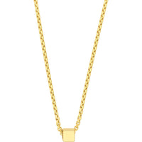 Olas d'Oro - 14K Yellow Gold Engravable Square Pendant Necklace with Adjustable Length - 3.70 Grams