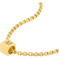 Olas d'Oro - 14K Yellow Gold Engravable Square Pendant Necklace with Adjustable Length - 3.70 Grams