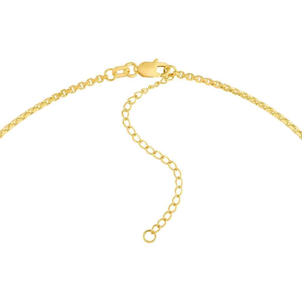 Olas d'Oro - 14K Yellow Gold Engravable Square Pendant Necklace with Adjustable Length - 3.70 Grams