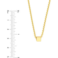 Olas d'Oro - 14K Yellow Gold Engravable Square Pendant Necklace with Adjustable Length - 3.70 Grams