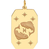Olas d'Oro - 14K Yellow Gold Engraved Pisces Zodiac Pendant - 1.71g Weight