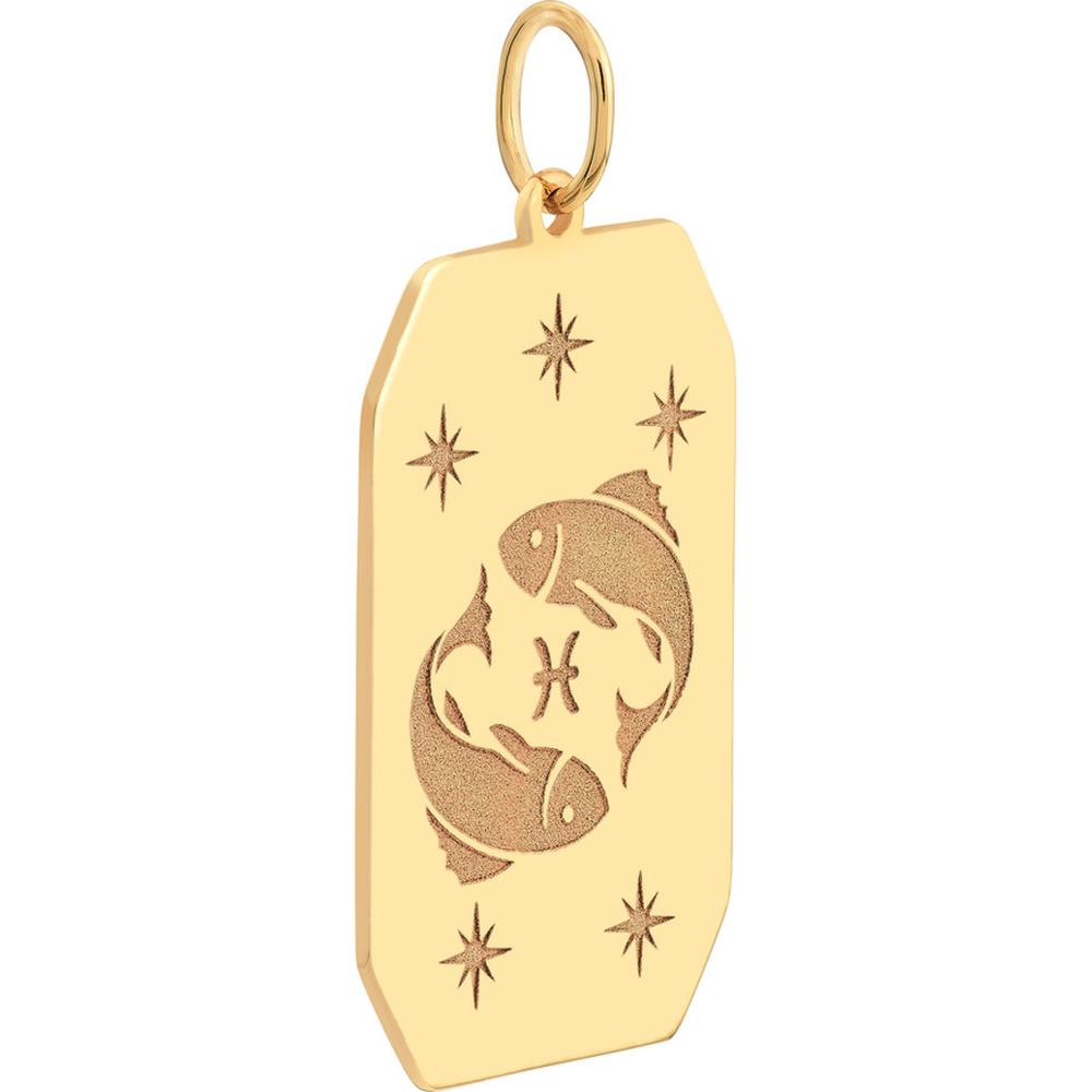 Olas d'Oro - 14K Yellow Gold Engraved Pisces Zodiac Pendant - 1.71g Weight