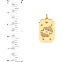 Olas d'Oro - 14K Yellow Gold Engraved Pisces Zodiac Pendant - 1.71g Weight