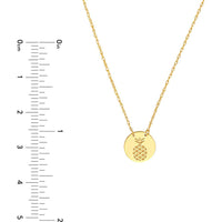 Olas d'Oro - 14K Yellow Gold Etched Pineapple Mini Disc Necklace - 1.10 Grams