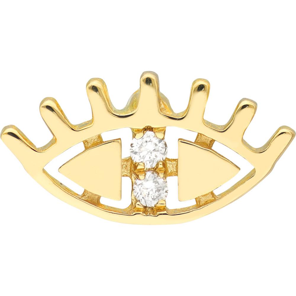 Olas d'Oro - 14K Yellow Gold Evil Eye Diamond Stud Earrings with 3pt Total Diamond Weight