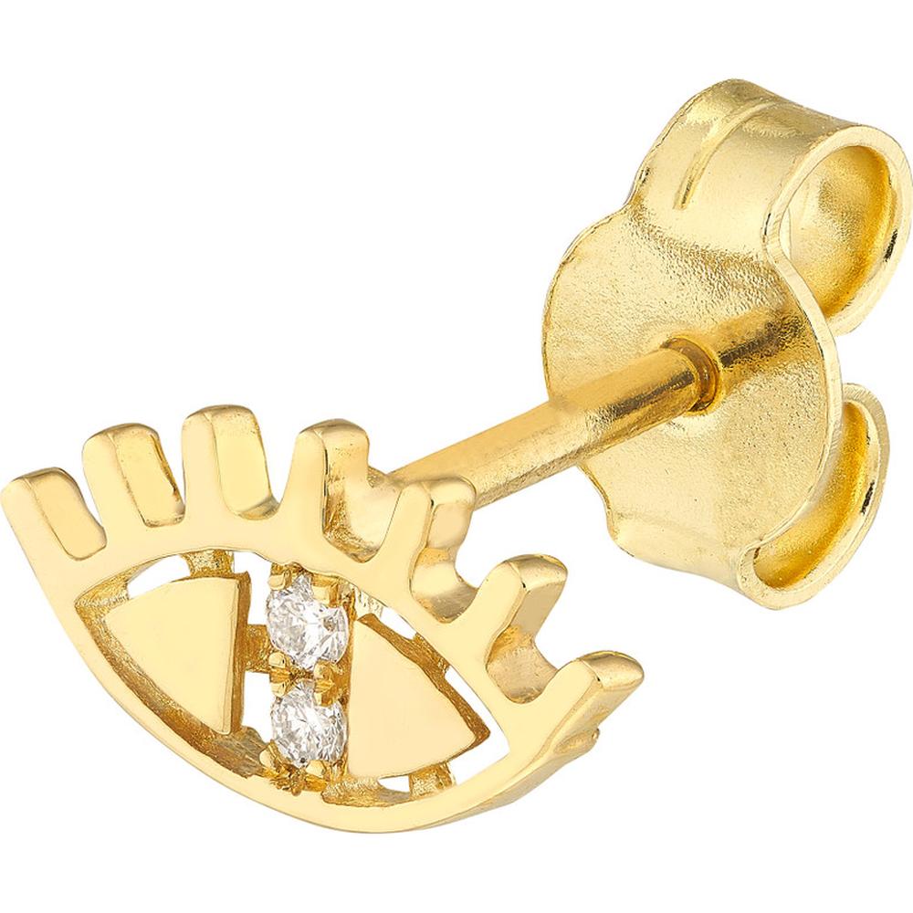 Olas d'Oro - 14K Yellow Gold Evil Eye Diamond Stud Earrings with 3pt Total Diamond Weight