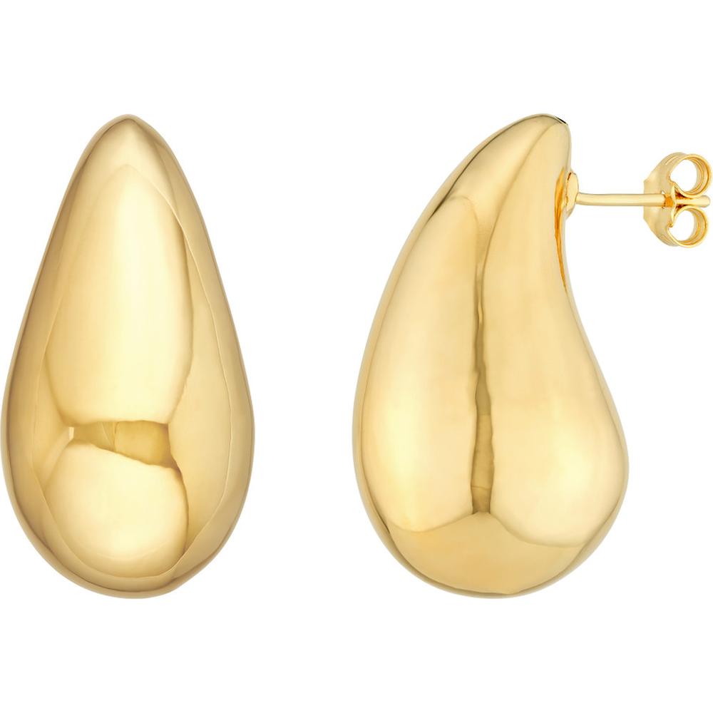 Olas d'Oro - 14K Yellow Gold Extra Large Puff Teardrop Dome Earrings