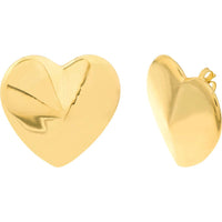 Olas d'Oro - 14K Yellow Gold Extra Large Puffy Heart Earrings - 4.50 Grams Total Weight