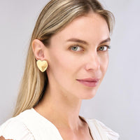 Olas d'Oro - 14K Yellow Gold Extra Large Puffy Heart Earrings - 4.50 Grams Total Weight