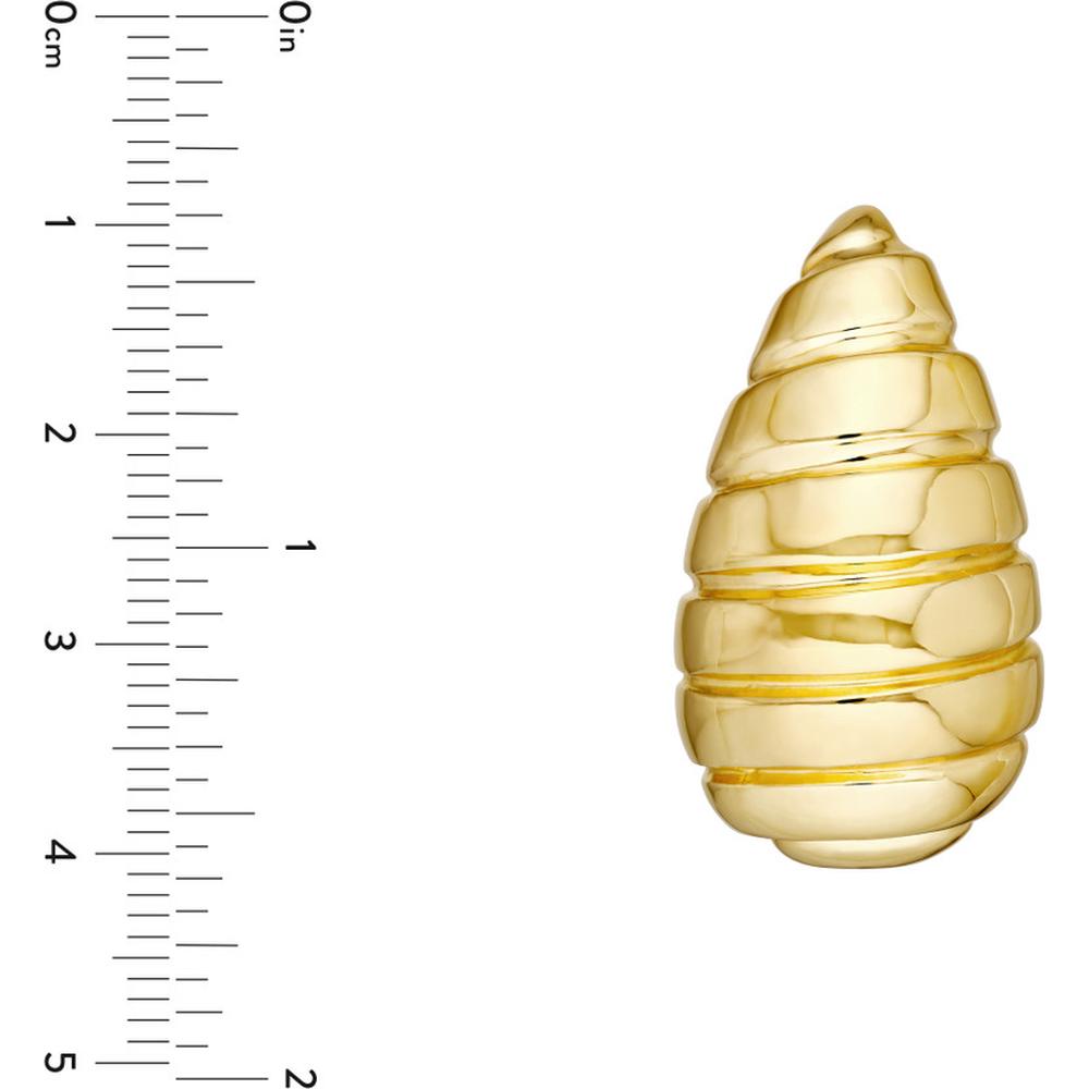 Olas d'Oro - 14K Yellow Gold Extra Large Ribbed Teardrop Dome Earrings - 4.70 Grams