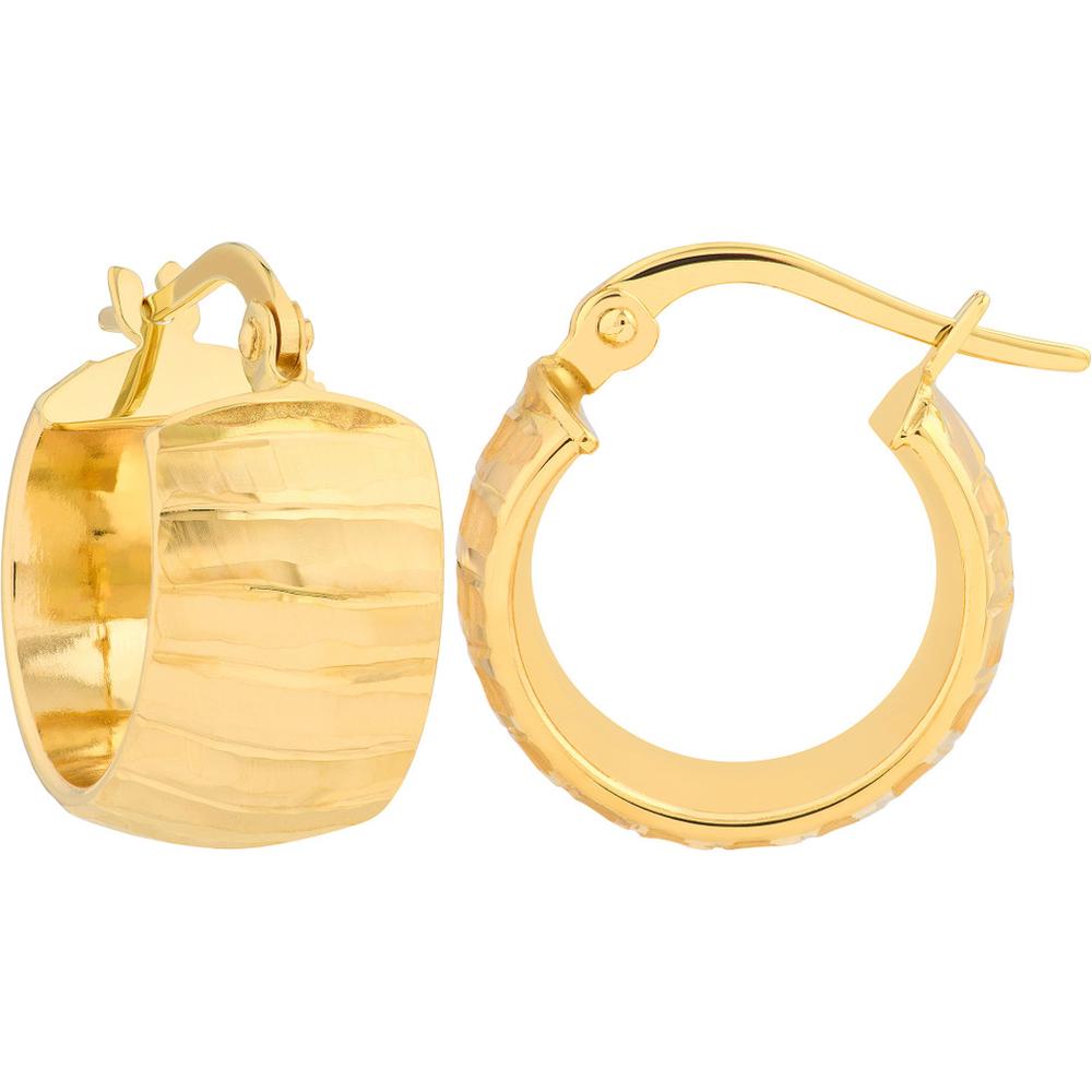 Olas d'Oro - 14K Yellow Gold Extra Wide Textured Hoop Earrings - 2.17 Grams Total Weight