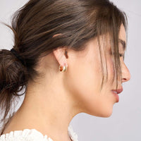 Olas d'Oro - 14K Yellow Gold Extra Wide Textured Hoop Earrings - 2.17 Grams Total Weight
