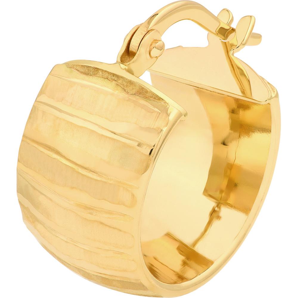 Olas d'Oro - 14K Yellow Gold Extra Wide Textured Hoop Earrings - 2.17 Grams Total Weight