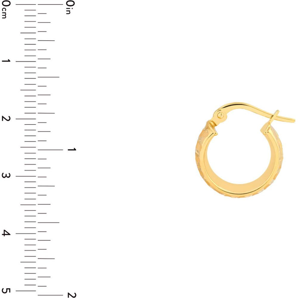 Olas d'Oro - 14K Yellow Gold Extra Wide Textured Hoop Earrings - 2.17 Grams Total Weight