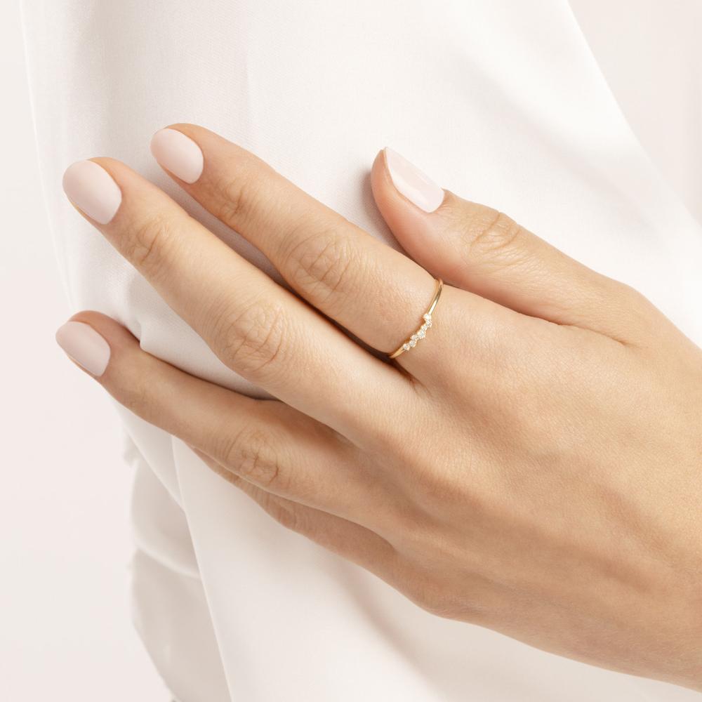 Olas d'Oro - 14K Yellow Gold Fancy Diamond Cluster Ring - 0.06 Carat Total Diamond Weight