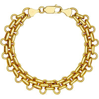 Olas d'Oro - 14K Yellow Gold Fancy Fantasy Bracelet - 10.8mm Hollow Design with Lobster Clasp