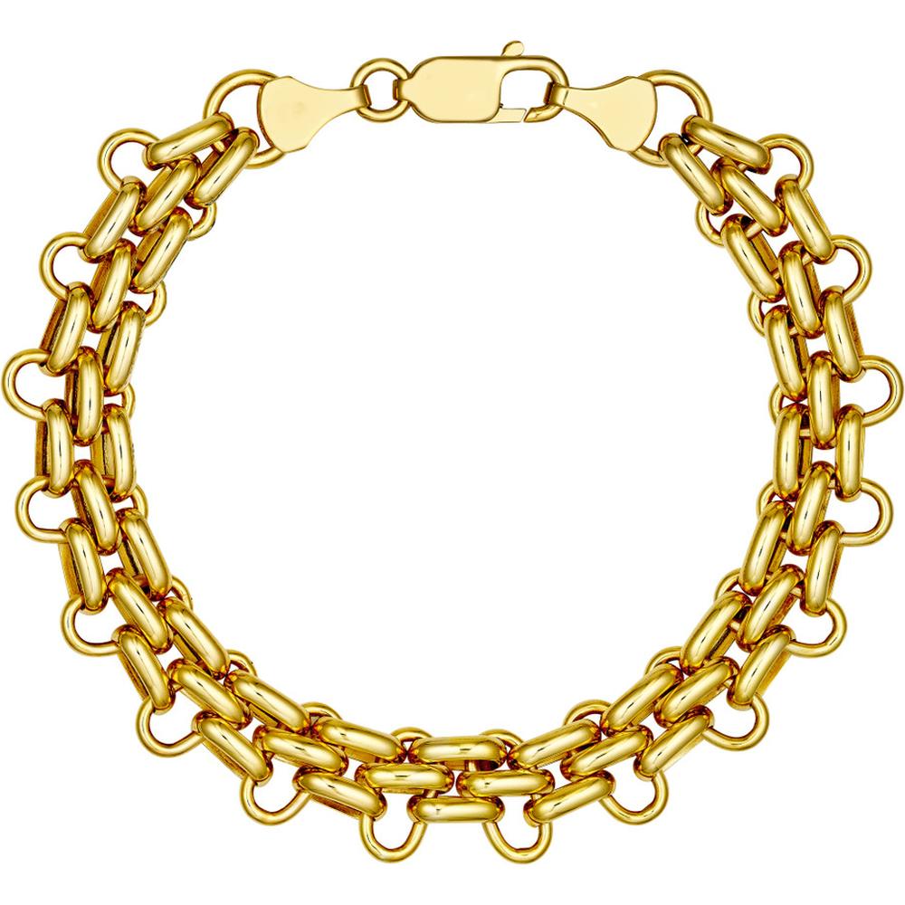 Olas d'Oro - 14K Yellow Gold Fancy Fantasy Bracelet - 10.8mm Hollow Design with Lobster Clasp