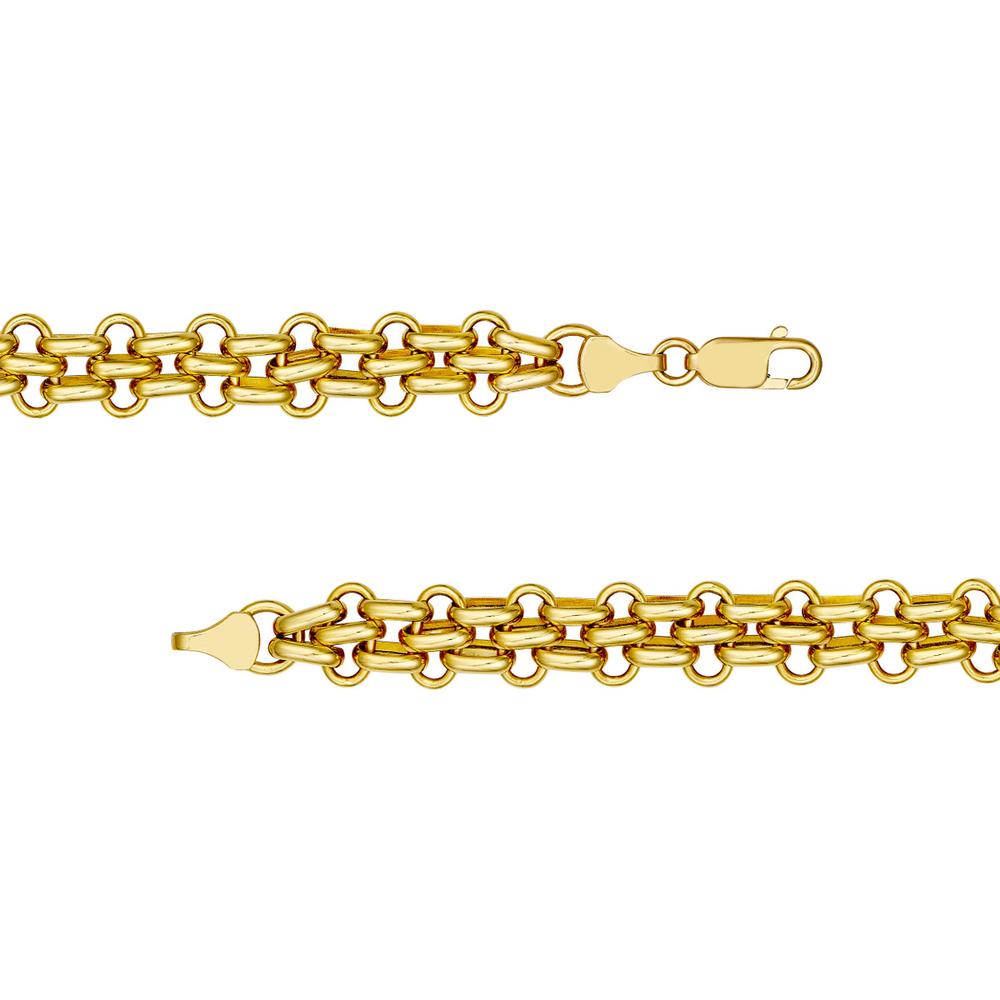 Olas d'Oro - 14K Yellow Gold Fancy Fantasy Bracelet - 10.8mm Hollow Design with Lobster Clasp