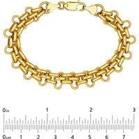 Olas d'Oro - 14K Yellow Gold Fancy Fantasy Bracelet - 10.8mm Hollow Design with Lobster Clasp