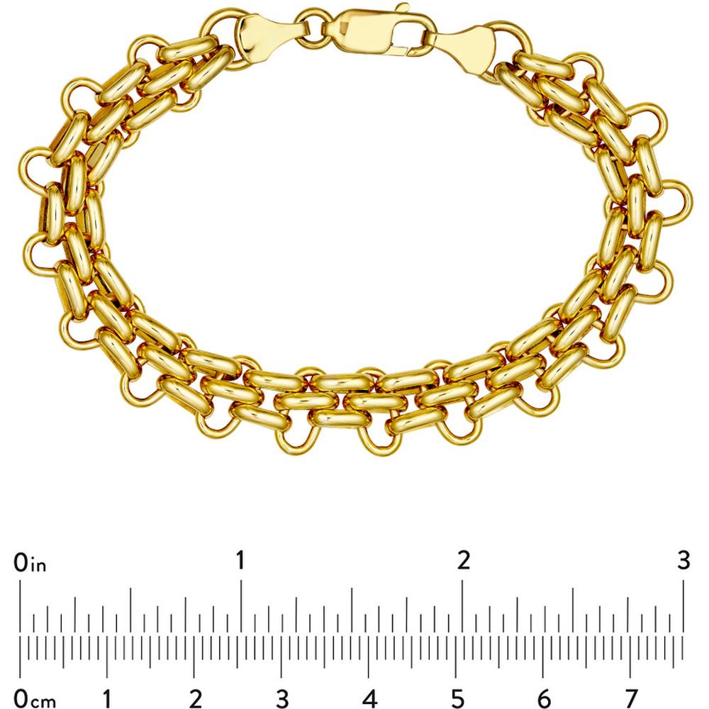 Olas d'Oro - 14K Yellow Gold Fancy Fantasy Bracelet - 10.8mm Hollow Design with Lobster Clasp